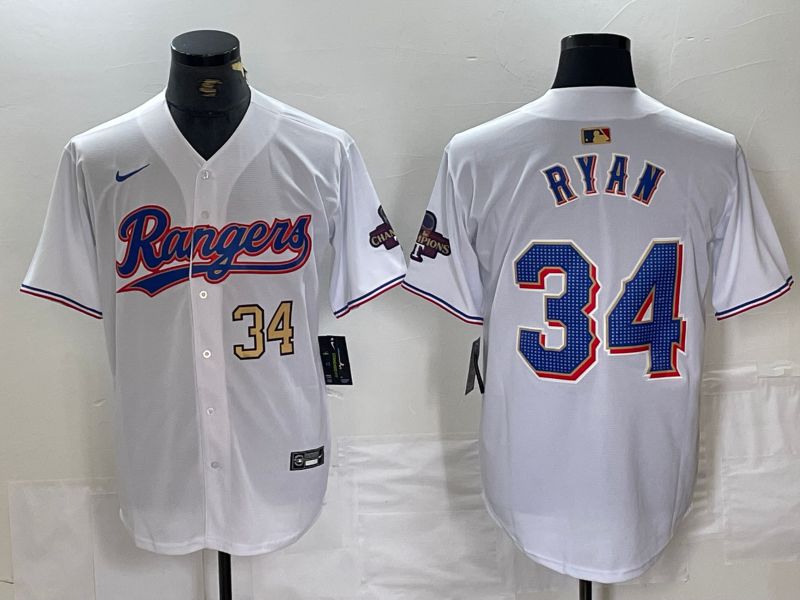 Men Texas Rangers 34 Ryan White Champion Game Nike 2024 MLB Jersey style 1